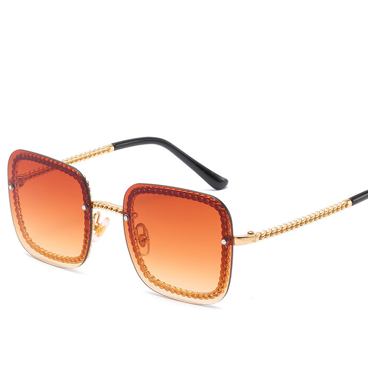 Statement Square Sonnenbrille mit dekorativem Rahmen Karnz