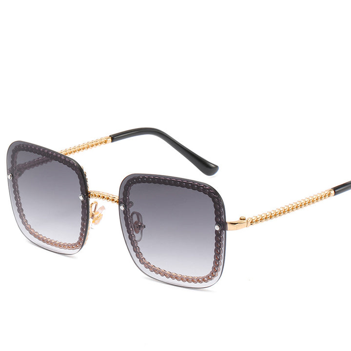 Statement Square Sonnenbrille mit dekorativem Rahmen Karnz