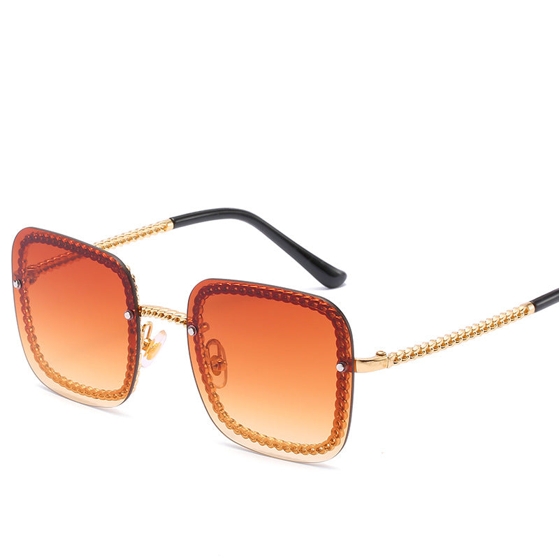 Statement Square Sonnenbrille mit dekorativem Rahmen Karnz