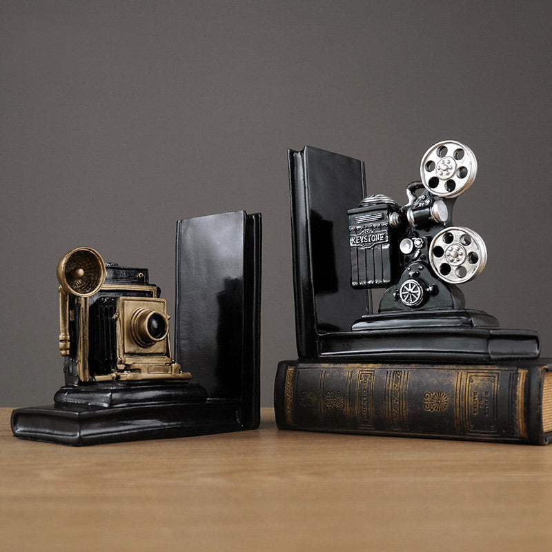 Vintage Kamera und Filmprojektor Buchstützen