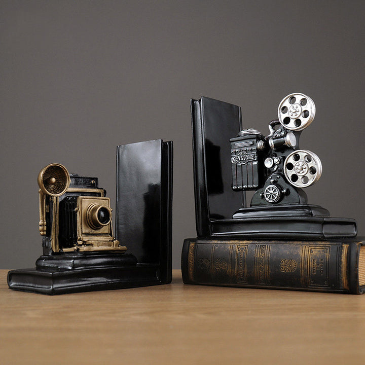 Vintage Kamera und Filmprojektor Buchstützen