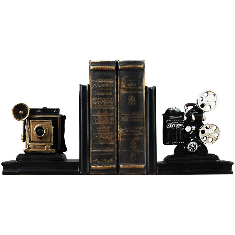 Vintage Kamera und Filmprojektor Buchstützen