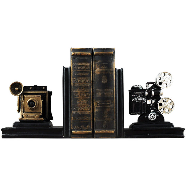 Vintage Kamera und Filmprojektor Buchstützen