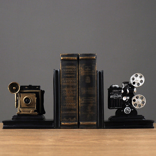 Vintage Kamera und Filmprojektor Buchstützen