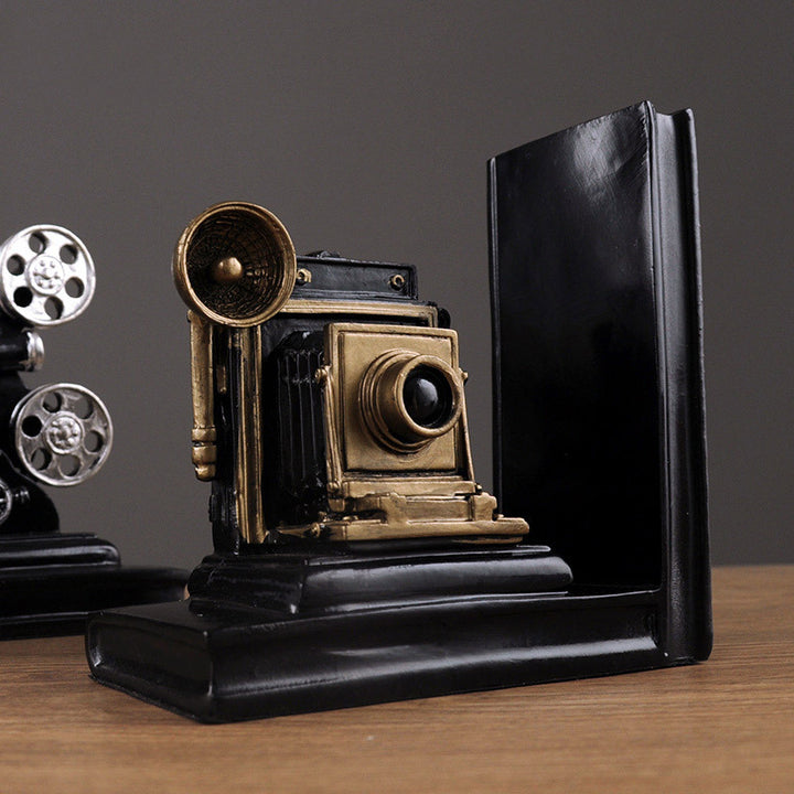 Vintage Kamera und Filmprojektor Buchstützen