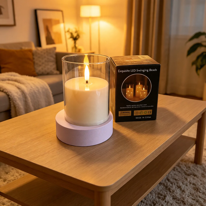 LED-Echtwachs-Optik Kerzenset, 3-teilig