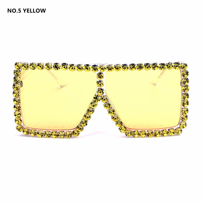 Damen oversized Sonnenbrille mit funkelndem Kristallrahmen Karnz