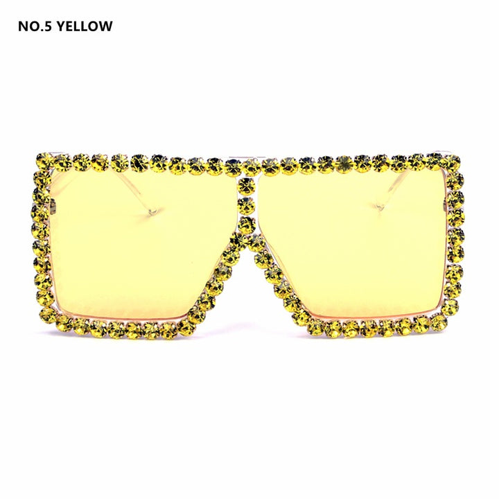 Damen oversized Sonnenbrille mit funkelndem Kristallrahmen Karnz