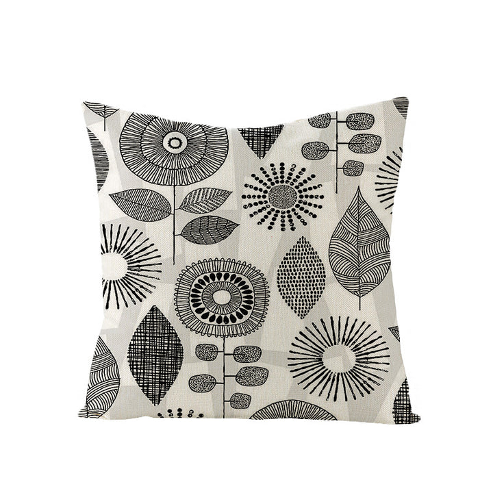 Moderne geometrische Leinenkissenhülle mit abstraktem Mid-Century-Druck