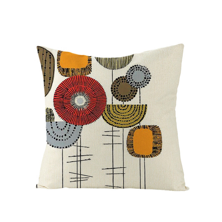 Moderne geometrische Leinenkissenhülle mit abstraktem Mid-Century-Druck