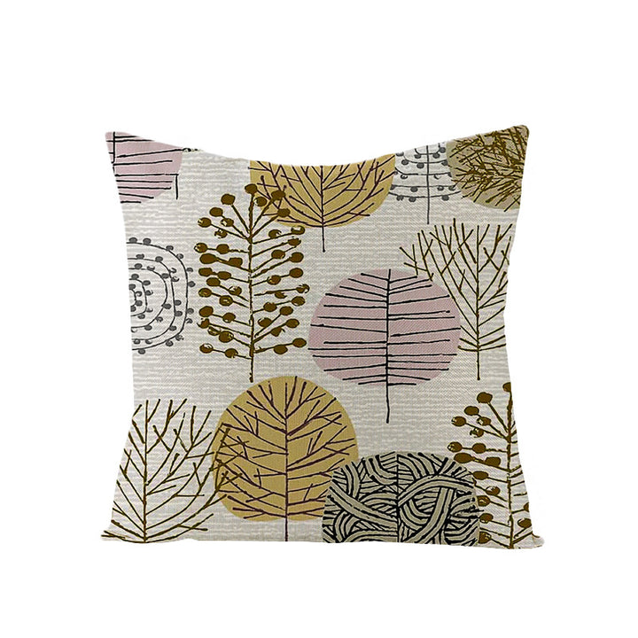 Moderne geometrische Leinenkissenhülle mit abstraktem Mid-Century-Druck