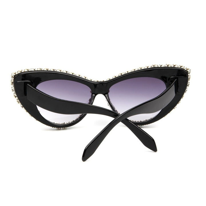 Damen Glamouröse Katzenaugen-Sonnenbrille mit funkelnden Kristallakzenten Karnz