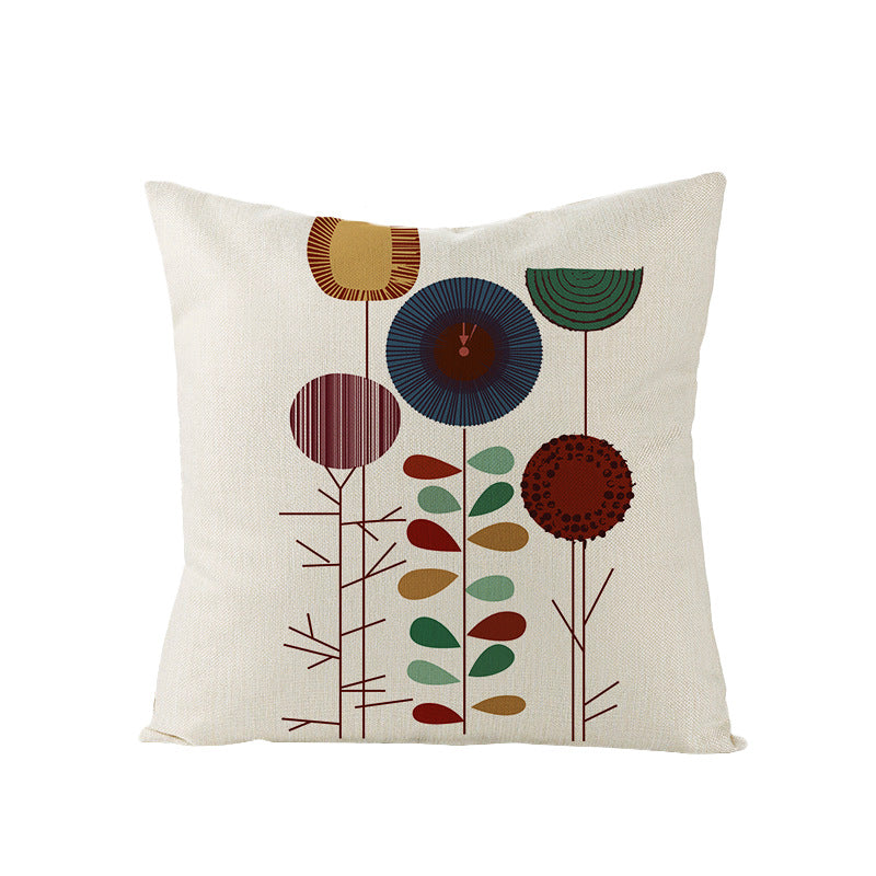 Moderne geometrische Leinenkissenhülle mit abstraktem Mid-Century-Druck