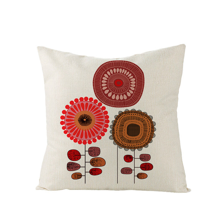 Moderne geometrische Leinenkissenhülle mit abstraktem Mid-Century-Druck