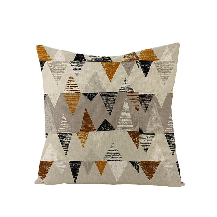 Moderne geometrische Leinenkissenhülle mit abstraktem Mid-Century-Druck