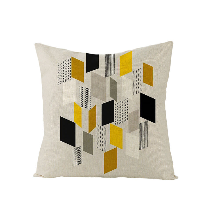 Moderne geometrische Leinenkissenhülle mit abstraktem Mid-Century-Druck