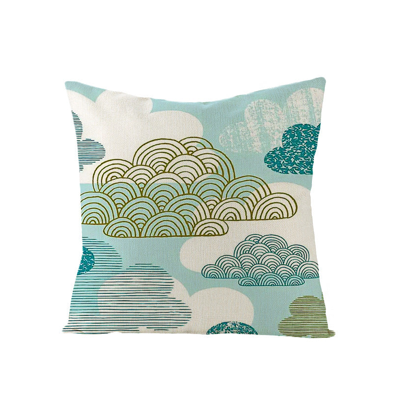 Moderne geometrische Leinenkissenhülle mit abstraktem Mid-Century-Druck