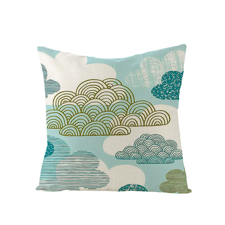 Moderne geometrische Leinenkissenhülle mit abstraktem Mid-Century-Druck