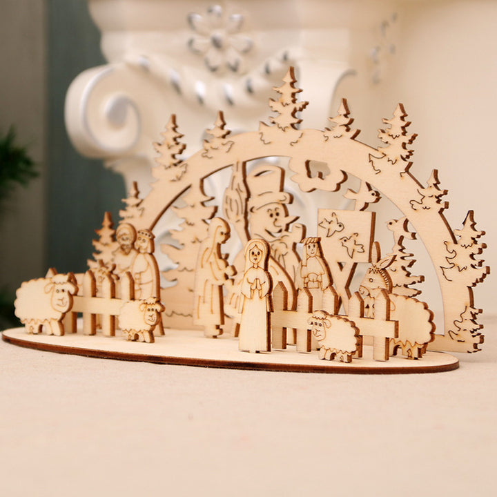 Dekorative Holzne Weihnachts-Szenen Ornament Karnz