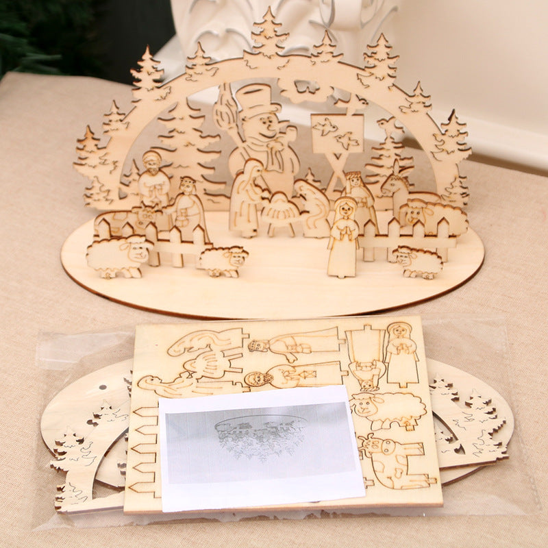 Dekorative Holzne Weihnachts-Szenen Ornament Karnz