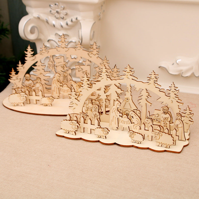 Dekorative Holzne Weihnachts-Szenen Ornament Karnz