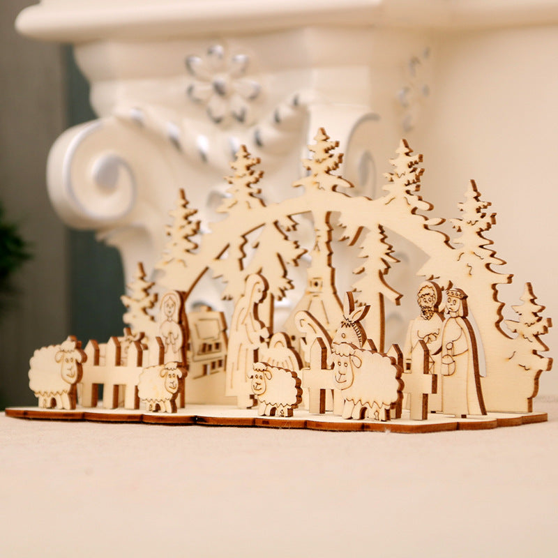 Dekorative Holzne Weihnachts-Szenen Ornament Karnz