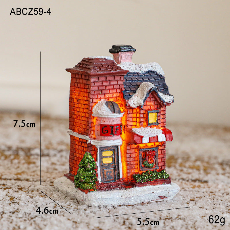 Beleuchtetes Weihnachtshaus aus Kunstharz
