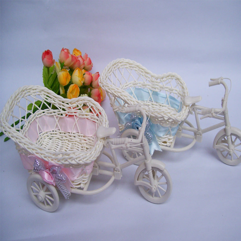 Vintage Dekorative Rattan Fahrrad Pflanzer Karnz