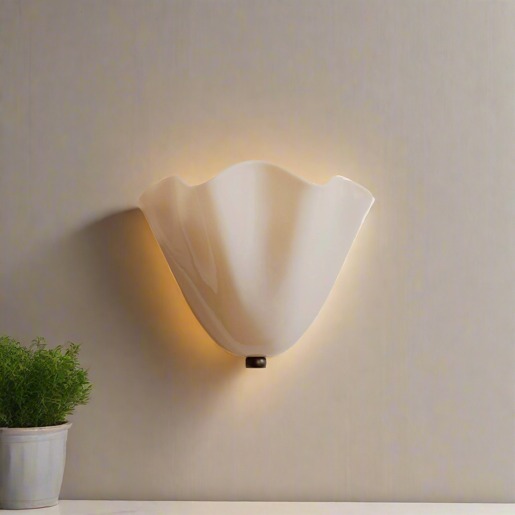 Karnz | Retro Wandleuchte aus farbigem Glas im rockförmigen Schalenmuster