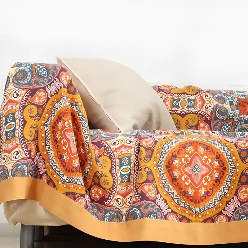 Sunrise Boho Wende-Decke, 100% Baumwolle Kühlende Steppdecke | Karnz