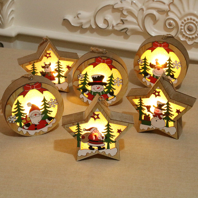Beleuchtete Holz-Weihnachtsornament Karnz