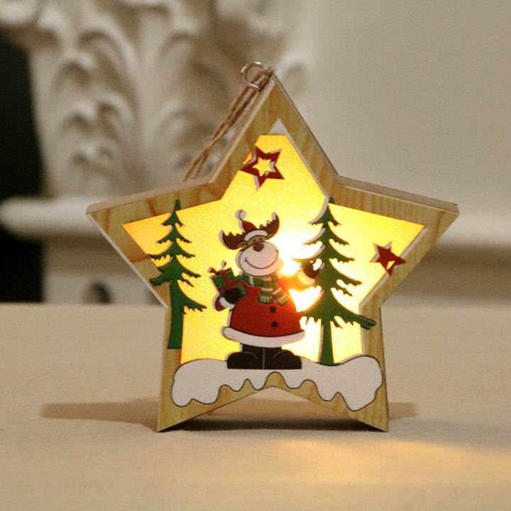 Beleuchtete Holz-Weihnachtsornament Karnz