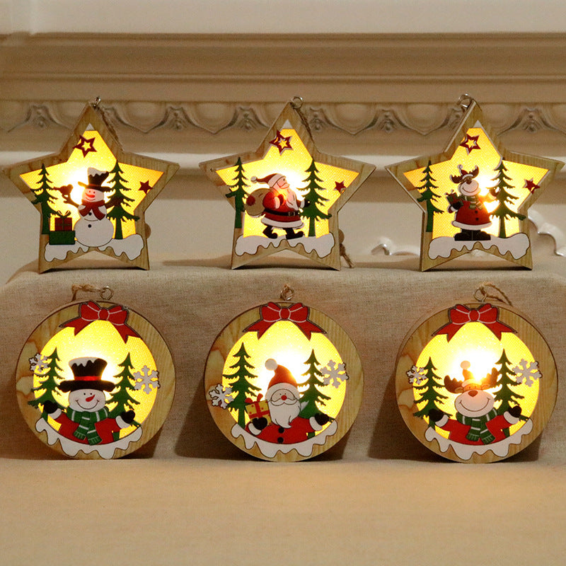 Beleuchtete Holz-Weihnachtsornament Karnz