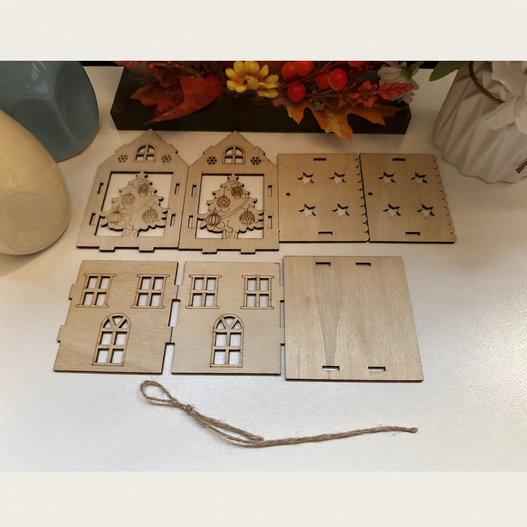 3D-Holz-Weihnachtshaus zum Zusammenbauen