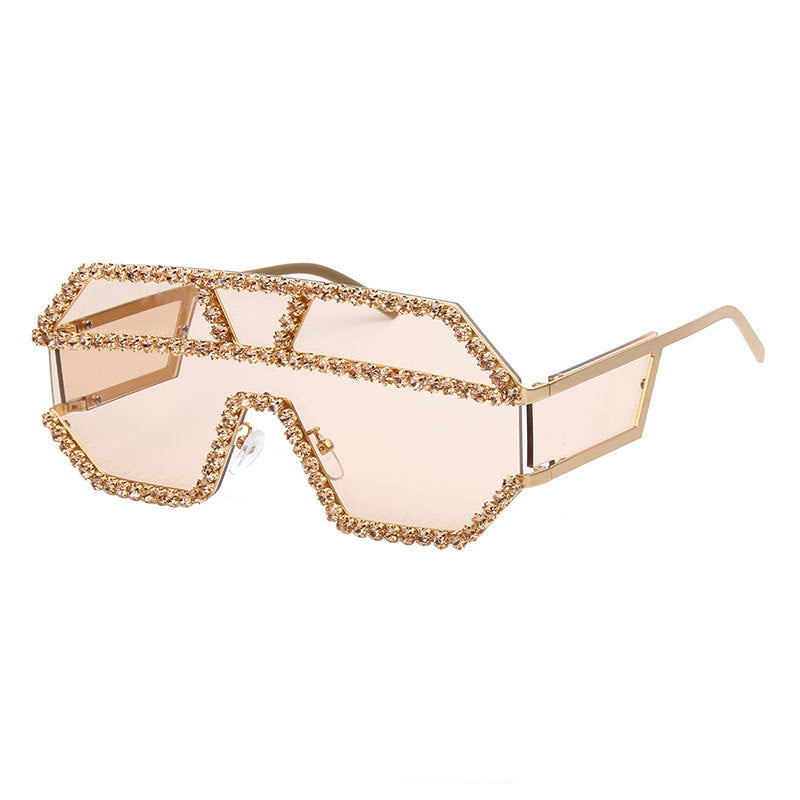 Damen stilvolle Sonnenbrille mit geometrischem Rahmen und Strassverzierung Karnz