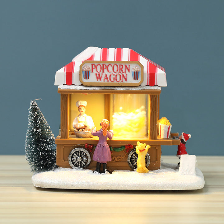 Dekoratives beleuchtetes Weihnachts-Popcornhaus aus Kunstharz
