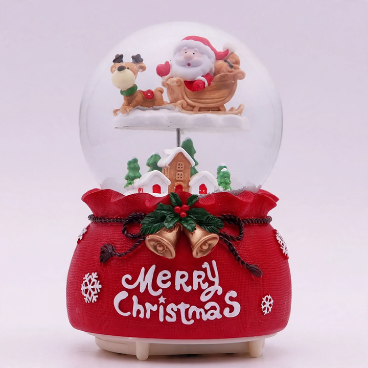 Weihnachts-Spieluhr mit Glaskugel und Schneeeffekt
