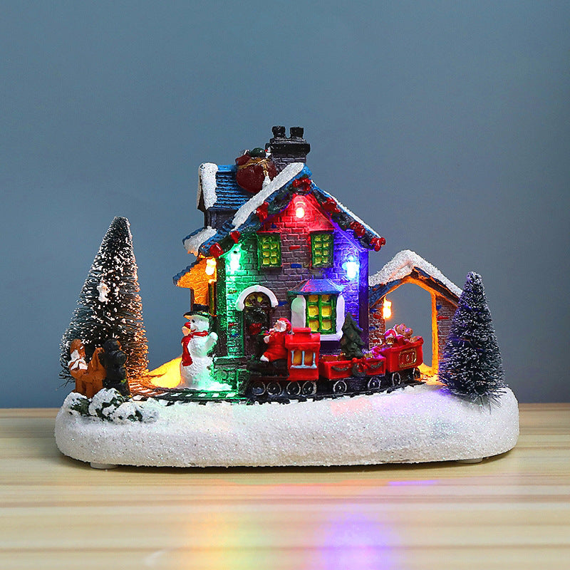 Beleuchtetes LED-Weihnachtshaus, Kunstharz