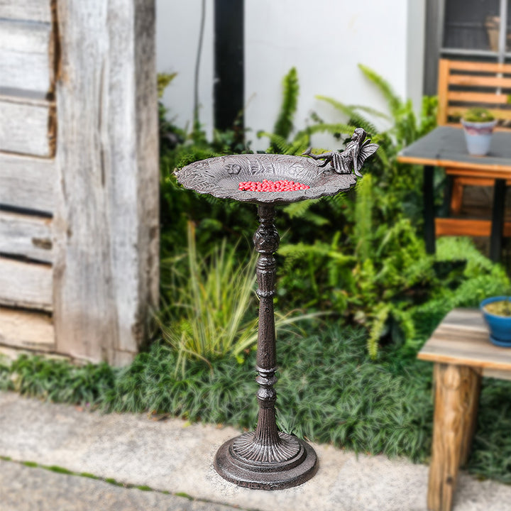 Stand-Vogeltränke aus Gusseisen, Engel-Design, Antik-Optik