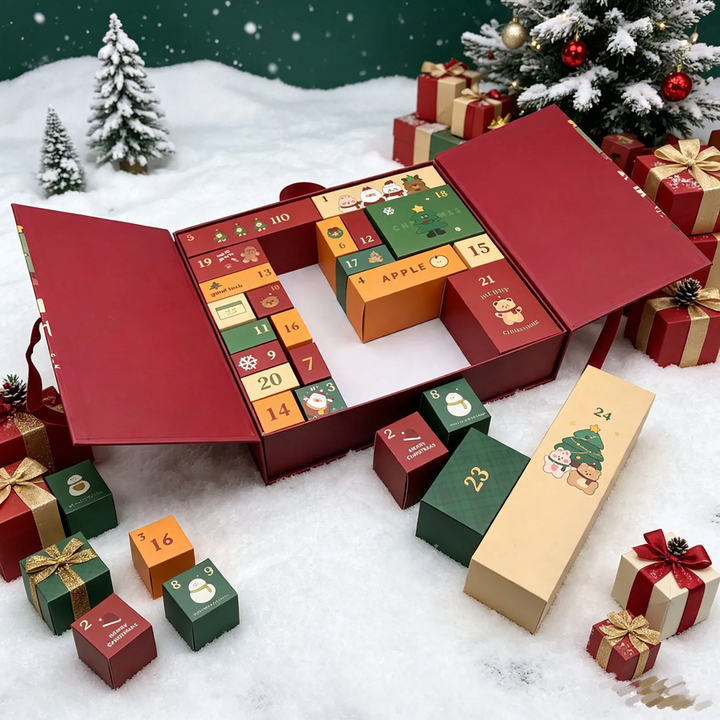 Weihnachts-Adventskalender-Geschenkbox mit Doppeltür