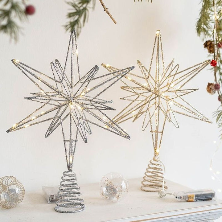 Beleuchteter Weihnachtsbaum-Spitzenstern aus Eisen