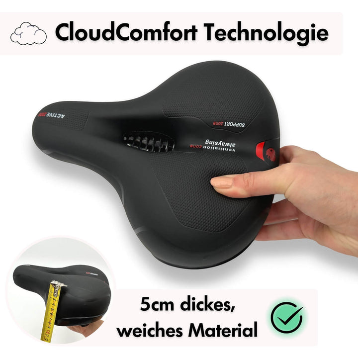 Sandsberg | CloudComfort Pro Fahrradsattel | Druckentlastender Memory-Schaum | Schwarz