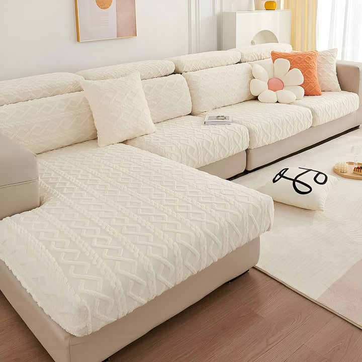 Samt-Sofa-Bezug mit Diamantmuster – weich und luxuriös | Perfekte Passform für jedes Sofa | Karnz