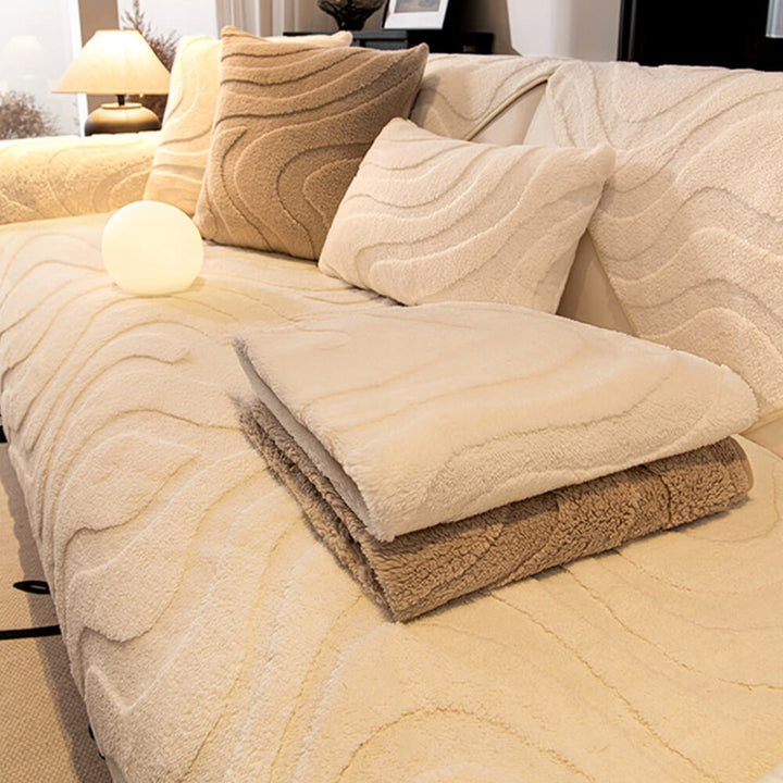 Warme Plüsch Kurvige Jacquard Rutschfeste Sofa-Schutzhülle | Karnz