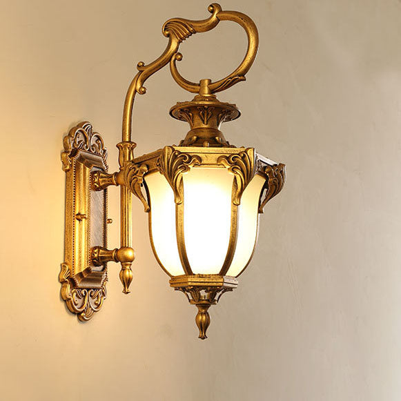 Europäische Retro Aluminium Glas geschnitzte Laterne 1-Licht Außen wasserdichte Wand Sconce Lampe | Karnz