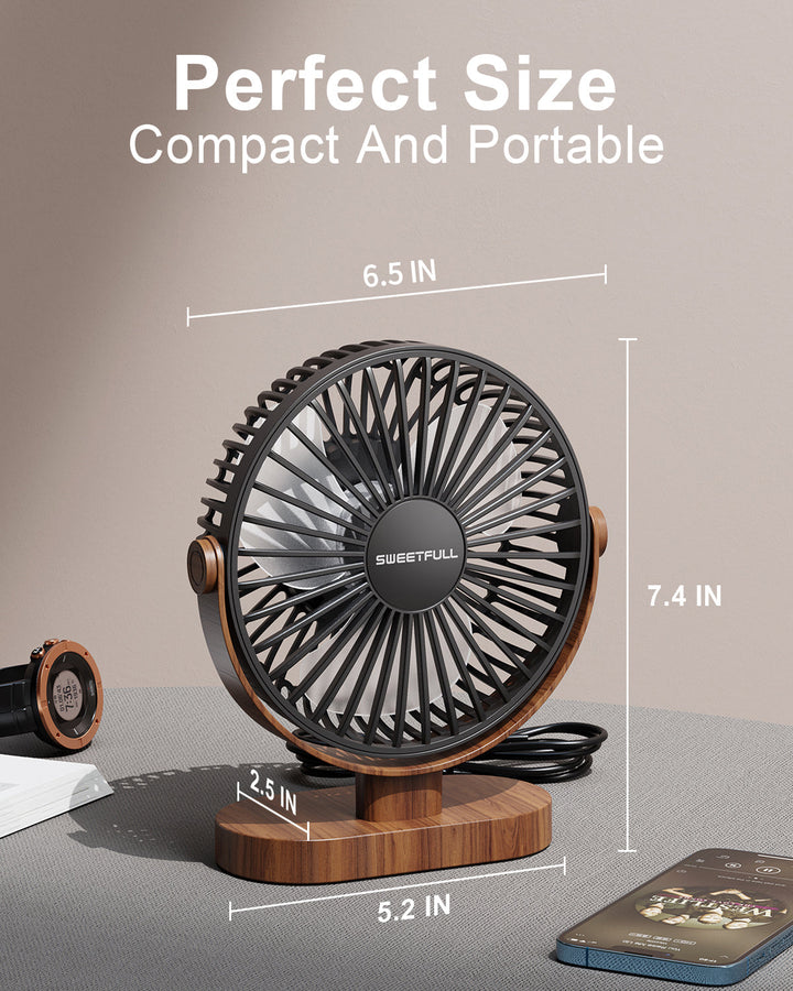 6,5 Zoll USB Kleiner Tischventilator für Zuhause Büro Auto Outdoor Reisen | Karnz