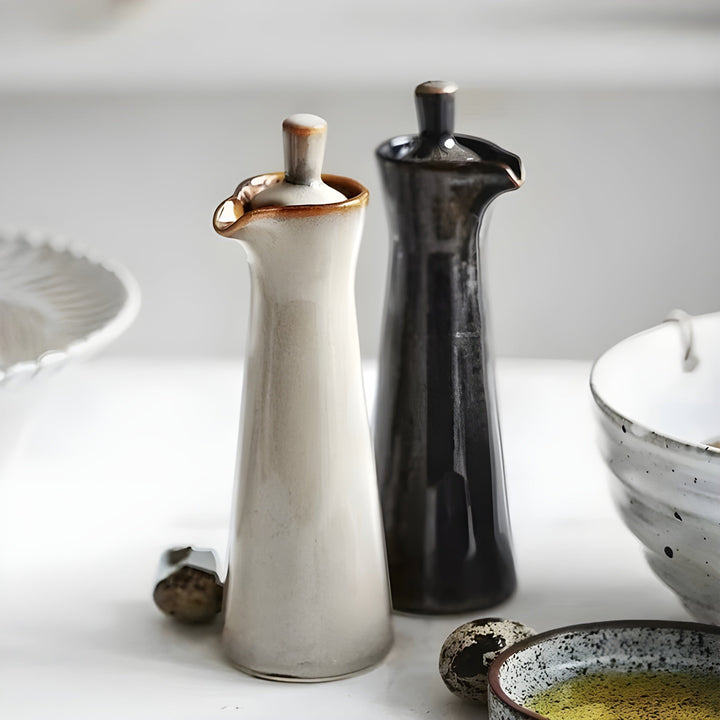 Öl- und Gewürzflasche aus Keramik – Stilvoll und aromaerhaltend | Perfekt für Küche und Esstisch | Karnz