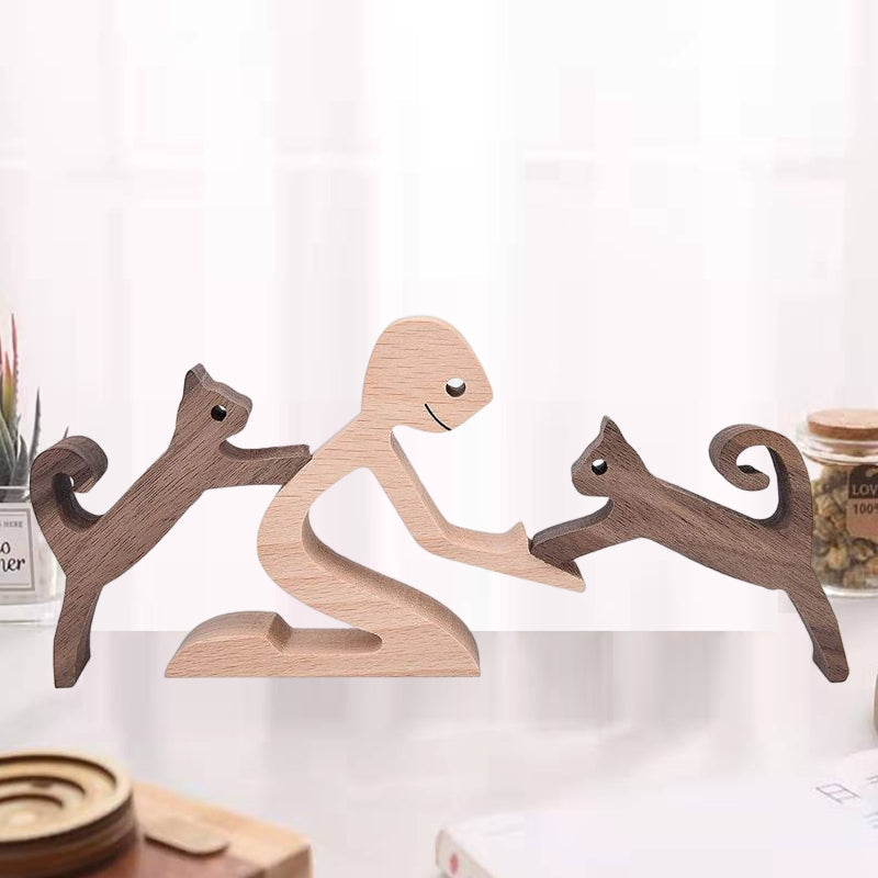 Geschenk Für Tierliebhaber - Holzskulptur Tischornamente - Die Liebe Zwischen Dir Und Deinem Fellfreund | Karnz