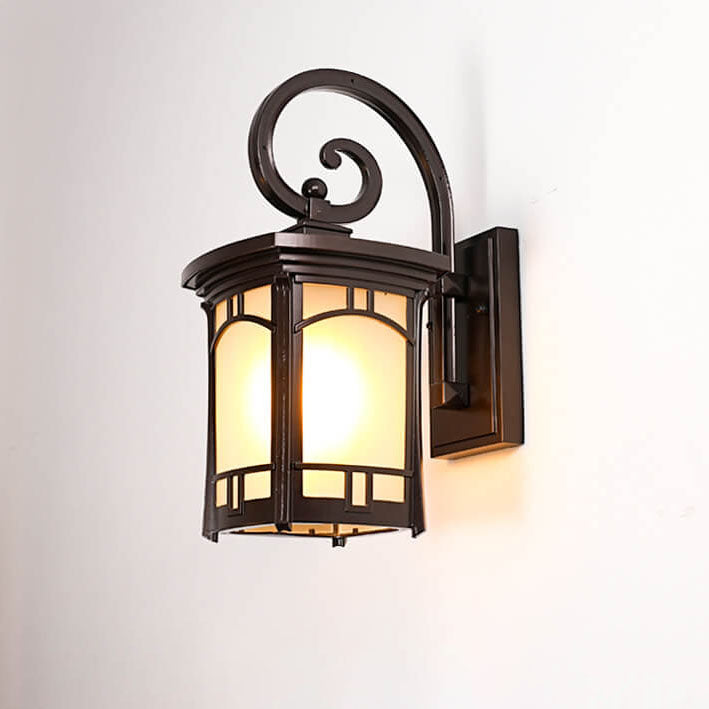 Moderne quadratische Aluminium-Glas-carved 1-Licht Außen wasserdichte Wandlampe | Karnz