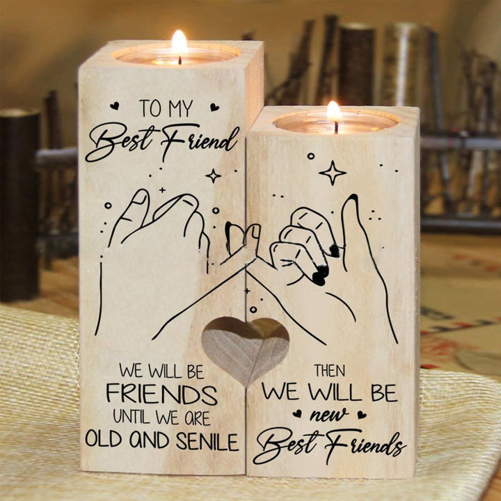 Smile A Lot More - Holz Teelichthalter mit Kerze Geschenk für Ihre Lieben | Karnz